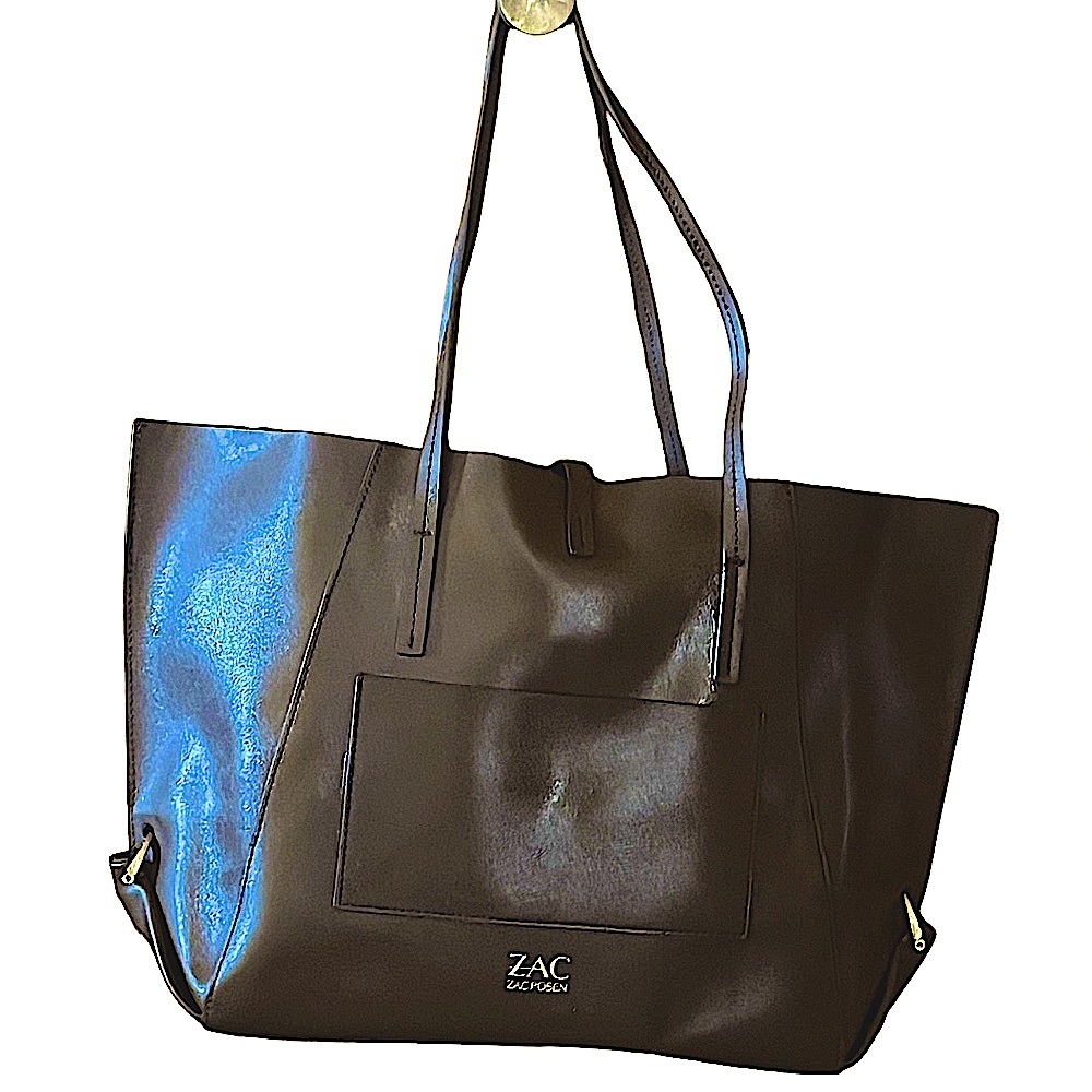 Zac Posen Brown Leather Tote with Structured Design